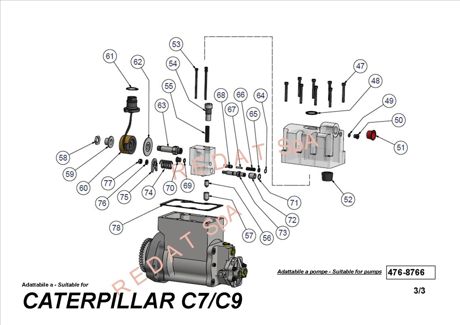 CATERPILLAR C7 / C9 PUMP FROM ABOVE